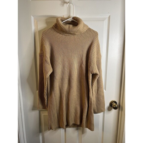 Wayf Dresses & Skirts - Women's Wayf Culver Turtleneck Long Sleeve Sweater Dress, Size X-Small Camel